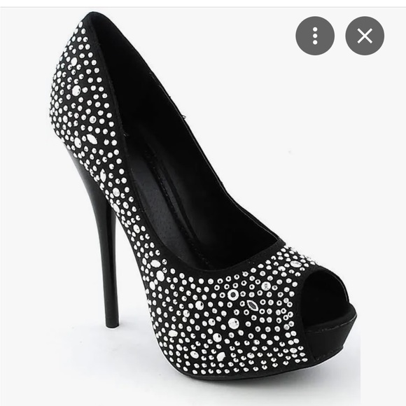 Jewel studded peep toe high heels - Picture 1 of 7